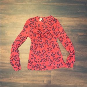 Sweet Pea Red Floral Blouse